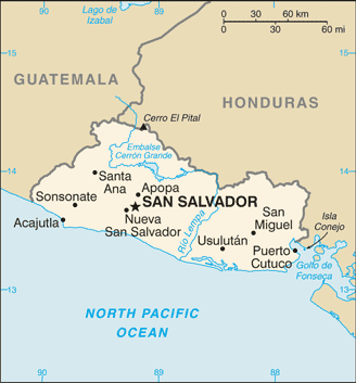 El Salvador stadte Map